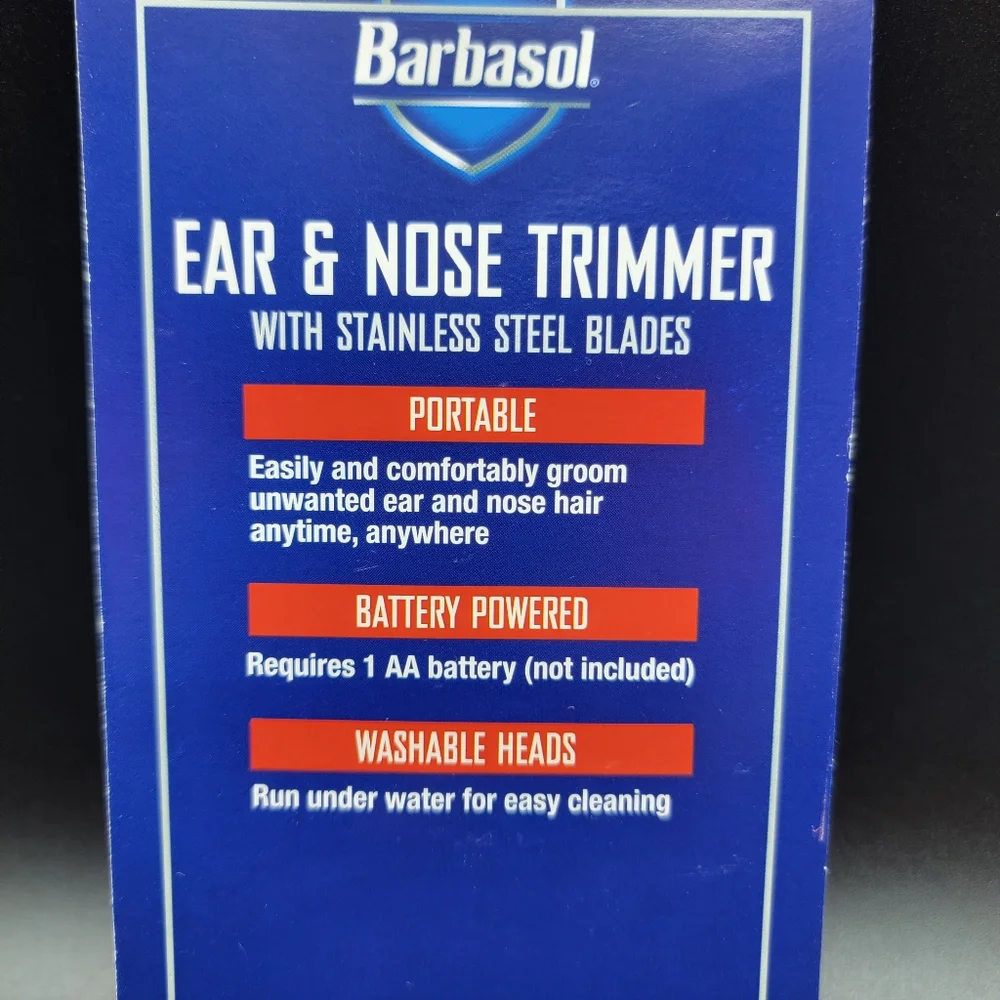 Barbasol Ear & Nose Trimmer with Stainless Steel Blades Battery Powered Portable